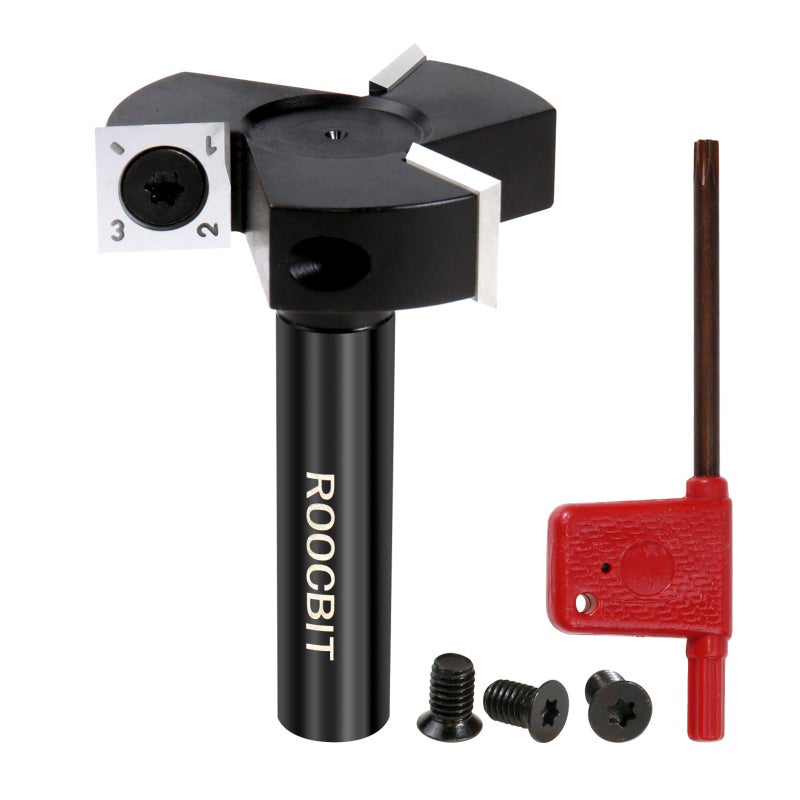 ROOCBIT CNC Spoilboard Surfacing Router Bit, 1/2" Shank 2â€ Cutting Dia Insert Carbide Slab Flattening Grooving T-Slotting Woodworking Milling Cutter Tools by ROOCBIT - Image 1